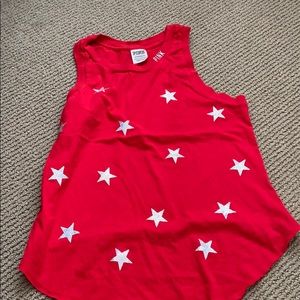 PINK red tank top with silver stars